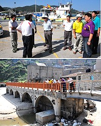 　因應天文大潮及「杜鵑」颱風來襲，縣長劉增應昨天上午會同立委陳雪生、議長張永江及災防相關單位代表巡視福澳、介壽、復興等低窪潛勢區及各碼頭、澳口防災整備情形。（圖／文：曹重偉）