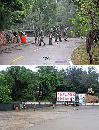 「杜鵑」遠颺,過境馬祖期間各鄉災情不如預期的多,僅通報14件災情,均已於昨天下午排除,軍方支援人力也於昨天傍晚投入清理工作。(圖/文:曹重偉)