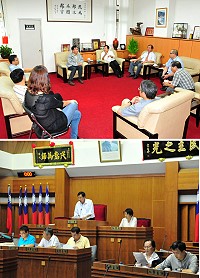 連江縣議會第6屆第2次臨時大會昨召開預備會議,縣長劉增應、秘書長張龍德專程前往拜會,預祝此次臨時會圓滿順利。(圖/文:曹重偉)