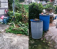 福澳村解除「蚊子危機」!衛生局昨天前往進行複查,發現原先瓶瓶罐罐都已完成清理或倒置,之前列管家戶經複查之後也未發現陽性容器,稽查指數已恢復到0級,村民們可以鬆一口氣。(圖:連江縣衛生局提供)