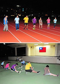 連江縣體育季-馬祖夜跑推廣活動昨晚在福澳運動場活力開跑!吸引多位學員陸續前往體驗。(圖/文:曹重偉)