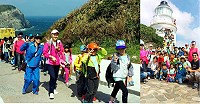 東引國中小秋季遠足,師生與家長前進東引島燈塔。(圖/文:陳其敏)