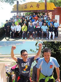 (上圖)馬防部莫指揮官與軍官連於壁山莊合影。(圖:張岳文/文:林偉陞)。(下圖)一行人於攻頂時露出欣喜笑容。(圖/文:林偉陞)