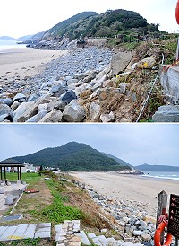 坂里沙灘海岸即將推動海堤及環境改善工程,凌亂及越浪淘空的問題將獲大幅改善。(圖/文:陳鵬雄)