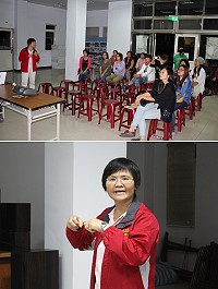 鐵板村前村長劉香蓮與東莒居民分享社區營造經驗,期盼當地住民也能著手妝點自己的家園。(圖/文:林冰芳)