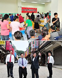 台澎金馬巡迴書展暨馬祖書展昨天熱鬧開展,首日就吸引不少民眾前往尋寶,以技藝類的書籍最受歡迎;難得大老闆們來馬祖,縣長劉增應力邀海峽出版發行集團副總經理吳志明等人上街看看,希望該公司能在馬祖設立專門書店,認為馬港就是不錯的點。(圖/文:曹重偉)