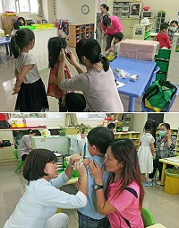 因應流感季節,連江縣衛生局會同縣立醫院醫護人員至介壽附幼等處進行集中接種流感疫苗,在班導師及校護等人協助及安撫幼童下,施打流程相當順利,現場秩序相當良好。(圖/文:曹重偉)