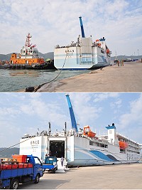 　「臺馬之星」昨日在福澳港進行首次艉靠，過程皆按表訂時間進出，作業順利。（圖／文：馮紹夫）