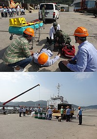 台電珠山電廠進行年度海洋油污緊急應變演練,過程逼真嚴謹。(圖:珠山電廠提供)