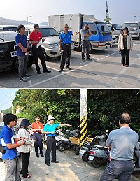 因應馬祖馬拉松舉辦,環保局由局長張壽華率承辦人員會同警察局交通局等單位代表,共同前往福澳公園旁停車場及復興環保路等處稽查廢棄車輛。(圖/文:曹重偉)