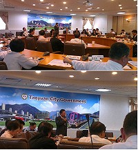 縣府昨日在桃園辦理「介壽商場觀光旅館興建營運移轉案」招商說明會,邀請旅館商業同業公會、知名飯店業者與開發商前來聆聽說明。(圖:財政局提供)