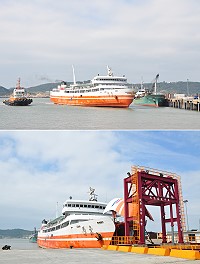 　「臺馬輪」留用計畫正式啟動，將以南竿福澳港為母港做為南竿-東引之間島際交通，對聯外交通疏解及觀光發展具突破性解決。（圖／文：馮紹夫）