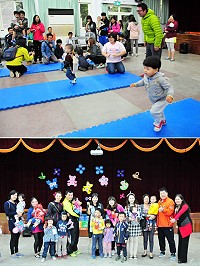 寶寶搬書及福州話趣味賽南竿場活力登場,各組均有30多位幼兒及親子參加,搬書比賽只見家長們使出渾身解數引誘幼兒努力向前行,趣味橫生。(圖/文:曹重偉)