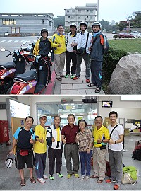 馬祖國際馬拉松由鄭清榮(下圖中)一行6人擔任裁判,昨日會同跑者陳庭淯(下圖右1)來馬現勘場地。(圖/文:吳嘉榮)