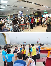 濃霧瀰漫!南北竿空中交通全面停擺,縣府啟動臺馬輪疏運機制,昨日總共230人搭乘臺馬輪返台。(圖/文:馮紹夫)