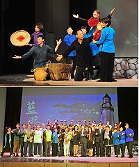 《馬祖心情記事2-藍眼淚》昨晚在介壽堂粉墨登場,跨越三個世代,展現馬祖人的單純與韌性,鄉音、鄉韻不停繚繞、感動全場觀眾。(圖/文:曹重偉)