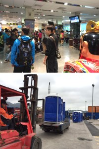 超馬三太子木偶神像搭臺馬之星返台及流動公廁運貨船回台。(圖:宋志富)