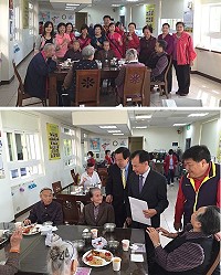 山隴社區韻律舞蹈委員會婆婆媽媽為大同之家長輩料理傳統菜餚,府會首長到場關心老人家生活狀況。(圖:吳嘉榮)