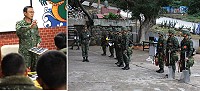 (右圖)一分鐘待命班演練示範。(左圖)副指揮官楊少將實施工作指導。(圖/文:張岳文)