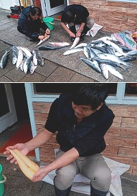 　東引蔡姓業者收購在地漁民捕獲的烏魚，因為新鮮度佳，製作的烏魚子品質也是屬於特級的。（圖／文：陳其敏）