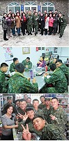 圖上:馬防部莫指揮官與南竿志工媽媽們合影。(圖/文:林偉陞);圖中:北竿志工媽媽袁月鏵女士關懷弟兄生活狀況。(圖/文:陳威廷);圖下:莒光弟兄們島休期間拜訪志工媽媽曹月花女士。(圖/文:蔡奕儀)