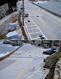 芹壁村廣場完成大小停車格規劃,政府呼籲車主遵守規定停車。(圖/文:陳鵬雄)