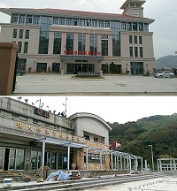 (上圖)黃岐港旅檢通關大樓正式完工;(下圖)馬祖白沙港相關工程也進入最後收尾階段。(圖:曹子平、陳鵬雄)