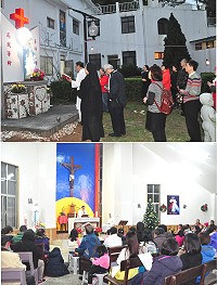 　馬港天主教堂昨晚舉行子夜彌撒，並為新聖母像舉行揭幕儀式，過程莊嚴神聖。（圖／文：馮紹夫）