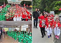 介壽附幼兵分四路聖誕報佳音,精心裝扮可愛度爆表,所到之處充滿笑聲,超受歡迎!(圖/文:馮紹夫)