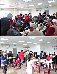 津沙社區關懷據點共餐活動,大人小孩齊聚一堂歡樂享用餐點,現場溫情滿滿。(圖/文:馮紹夫)