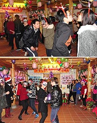 山隴社區發展協會昨晚舉辦聖誕趴聯誼,近60名青年男女熱情參加活動,透過團康小遊戲加深彼此間認識。(圖/文:馮紹夫)