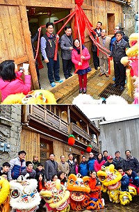東引鄉東湧社區發展協會搬新家,議長張永江、鄉長楊雲成等人都到場祝賀,並共同主持揭牌。(圖/文:陳其敏)