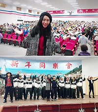 　在馬防部指揮官莫又銘及政戰主任陳育琳力邀之下，地區青年林玗2日特別參加軍方在梅石中正堂舉辦的元旦同樂會演出，亮麗外型與美妙歌聲受到軍中弟兄的熱情歡迎。（圖：林玗提供）