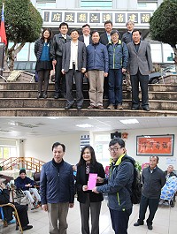 海洋大學校長張清風(上圖前排左1)會同立委段宜康(上圖前排右2)昨日來馬商討海大馬祖分部後續規劃事宜,並參訪大同之家。(圖/文:吳嘉榮)