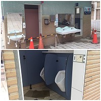 新整修福澳碼頭島際售票處後面男廁,鄉親建議大門(圖下)加裝擋門。(圖:曹以鋒)