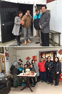 縣長劉增應與議長張永江昨日在莒光鄉長謝春欗陪同下,前往莒光致贈春節慰問金,並關心地方長者生活。(圖:連江縣政府)
