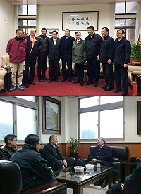 　海巡署海洋巡防總局總局長胡意剛（上圖，左5）抵馬視察海、岸巡勤務，拜會縣長劉增應、立委陳雪生、議長張永江、地檢署檢察長鄭鑫宏等人，感謝地方政府及民意代表長期支持海、岸巡單位，共維馬祖海域清靜。（圖：馬祖海巡隊）