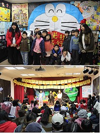  　仁愛國小生活育樂營結束5天學習課程，昨天在會議室和大禮堂舉辦靜態和動態成果展，展出學生各項學習成果。（圖／文：吳嘉榮）