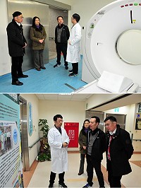為了解馬祖醫療資源及關心旅遊健檢推動現狀,福州市新華社總經理鄒文傑、福州電視台主任王宏等多位旅遊業及媒體代表一行昨天專程前往縣立醫院參觀,實地走訪健檢中心了解健檢項目及各項設施。(圖/文:曹重偉)