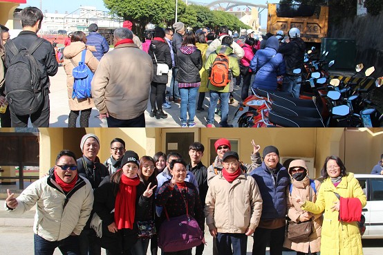 8日大年初一就有團客來馬祖,9日初二在福澳1家機車租賃行租機車出遊;下圖為1家族14人一同到馬祖。(圖/吳嘉榮)