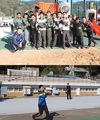 (上圖)賽後官兵開心的合影留念。(下圖)機步連上士陳誌謚擊出紅不讓。(圖/文:陳智強)