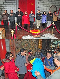 馬祖境天后宮除夕「搶頭香、送金幣」活動人氣旺,縣長劉增應、立委陳雪生、指揮官莫又銘等來賓特別前往上香祈求媽祖保佑馬祖新的一年平安幸福、縣運昌隆;活動時也在出口致贈鄉親吉利小紅包。(圖/文:曹重偉)
