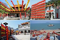 大紅燈籠高高掛,北竿各廟應景燈籠各就各位準備迎接一年一度的元宵盛會。(圖/文:陳鵬雄)