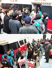 兩馬交流盛事隆重登場!福州「兩馬同春鬧元宵聯歡交流團」由福州市馬尾區常委趙洵率領下,一行53人昨天上午翩然抵馬,來馬演出節目由福州閩劇藝術傳承發展中心及福州市曲藝團擔綱,今天下午5時將配合「馬祖擺暝文化祭」於北竿白沙廣場進行表演。(圖/文:曹重偉)