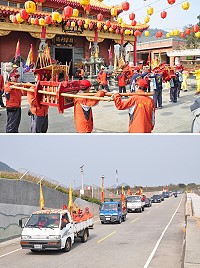 坂里十三暝盛大登場,全村總動員慶祝佳節,神轎出巡前往島上各宮廟拜年並邀請作客。(圖/文:馮紹夫)