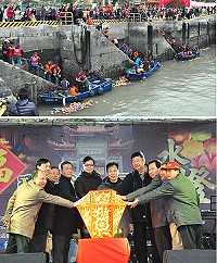 兩馬同春鬧元宵點燈祈福儀式,祈福水燈千燈齊放,白沙14暝再掀高潮。(圖/文:馮紹夫)