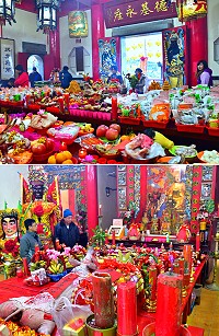 元宵夜,東引鄉天后宮、泰山府、狀元廟三間廟宇同時舉行擺暝酬神慶典。(圖/文:陳其敏)