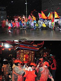 清水境白馬尊王廟昨晚十六出巡遶境,雖然風雨不小,但從開頭的保長公、掌旗、孩仔隊、鼓板隊到白馬尊王及夫人神轎都是毫無懼色、精神抖擻向前行。(圖/文:曹重偉)