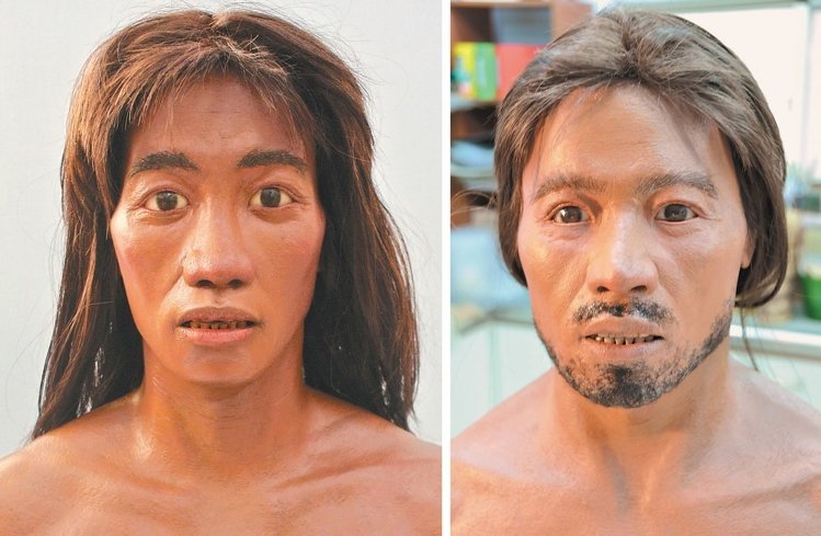 亮島人二號「亮島妹」(左圖,邵慶旺提供)、亮島人一號「海亮哥」(右圖,陳香蘭提供)顏面復原後的模樣。