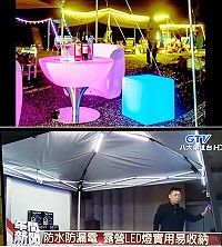 馬祖旅台青年陳鴻傑成立電子公司創意開發LED戶外燈等,受到國內電子媒體專訪。(圖:摘自八大電視台)